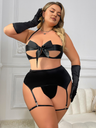 Women Plus size Sexy Temptation Garter Hollow Sexy Lingerie Four-piece Set-9
