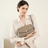 Women's Genuine gray Leather  Flap Crossbody Bags 