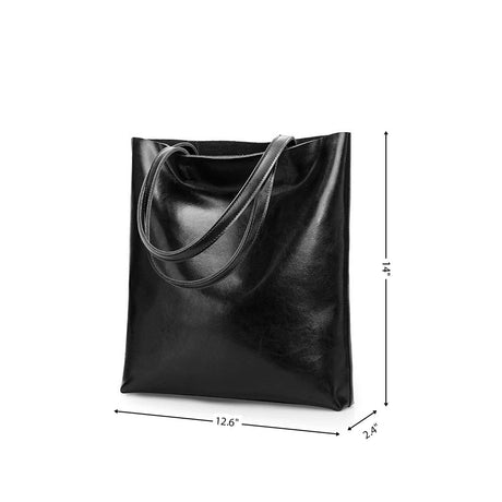 Women's Black Classy Leather Tote Bag Fashion Handbags | PRUSES-4