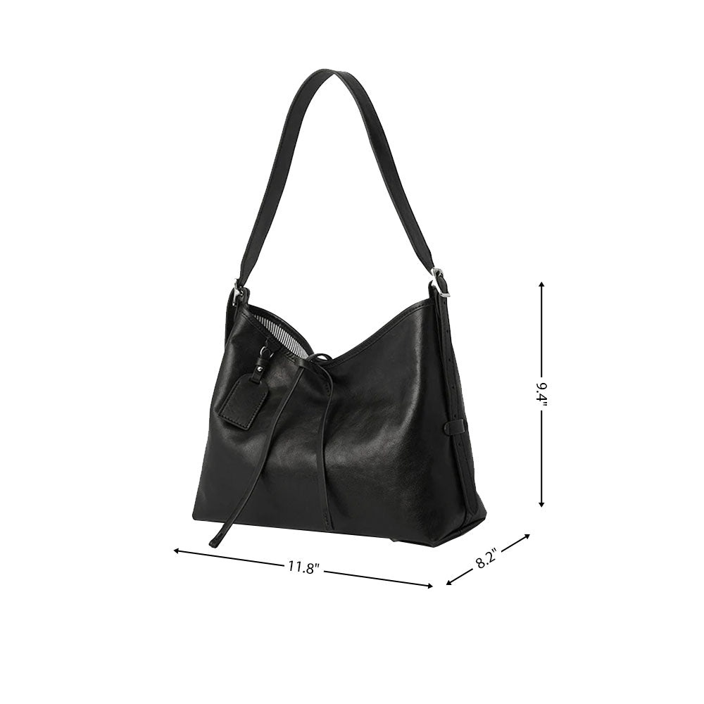 Women's Black Leather Crossbody Bags Big Tote Handbag | PRUSES