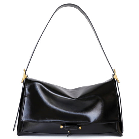Women_s_Black_Leather_Flap_Square_Message_Bag_Shoulder Handbags| PRUSES