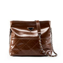 Women_s_Brown_Leather_Bucket_Chain_Bag_Zipper_Shoul_1