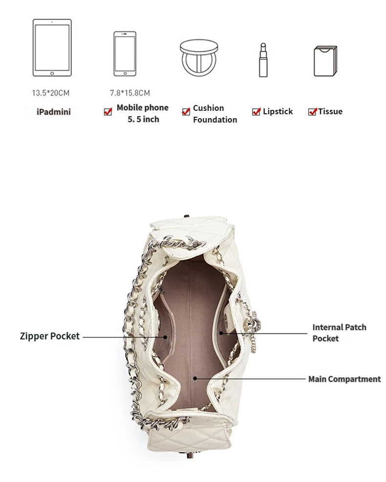 off-White handbag with labeled compartments 