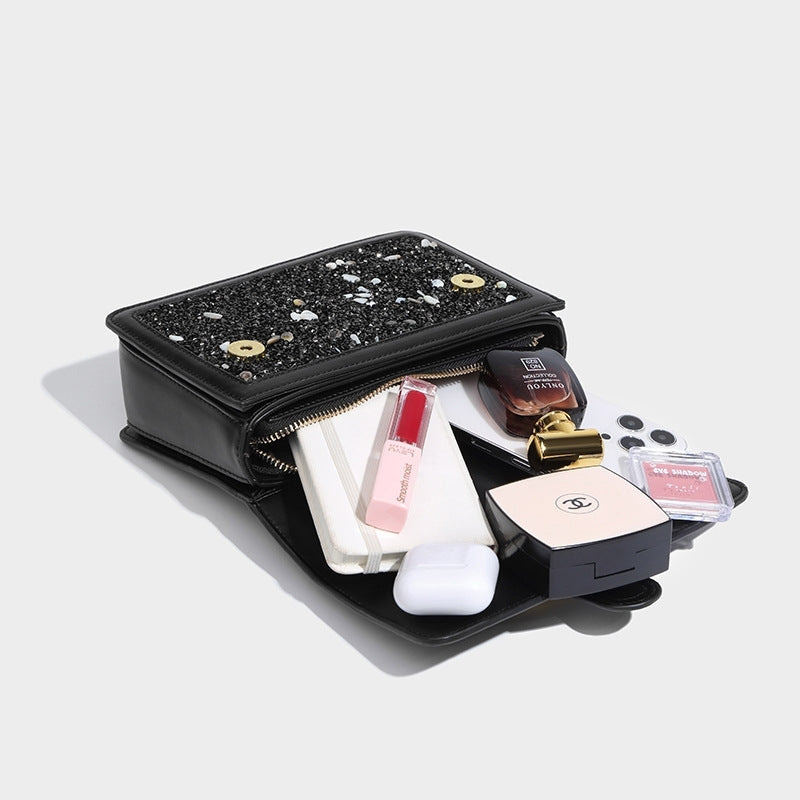 Women's Glitter Top Handdle Flap Square Shoulder Bags-4