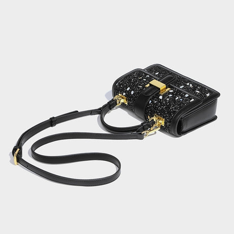 Women's Glitter Top Handdle Flap Square Shoulder Bags-5