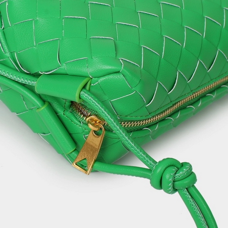 Women's Green Leather Woven Shoulder Mini Bags-1
