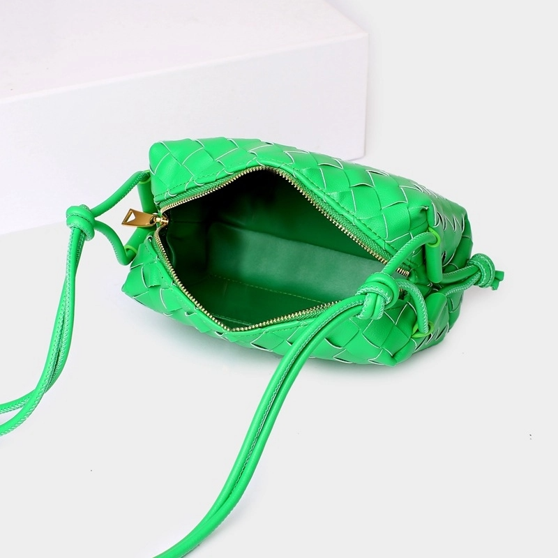 Women's Green Leather Woven Shoulder Mini Bags-2