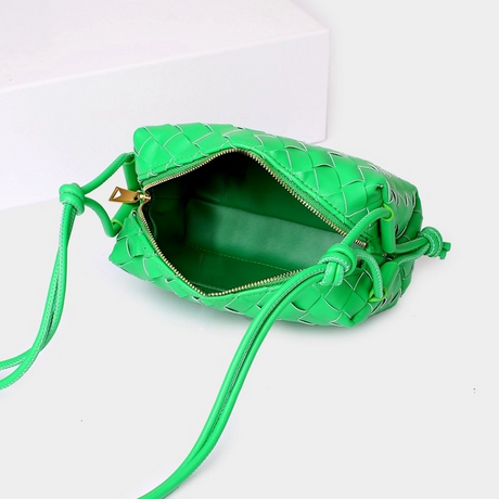 Women's Green Leather Woven Shoulder Mini Bags-2