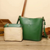 Women's Green Retro Leather Shoulder Mini Bucket Bags-2