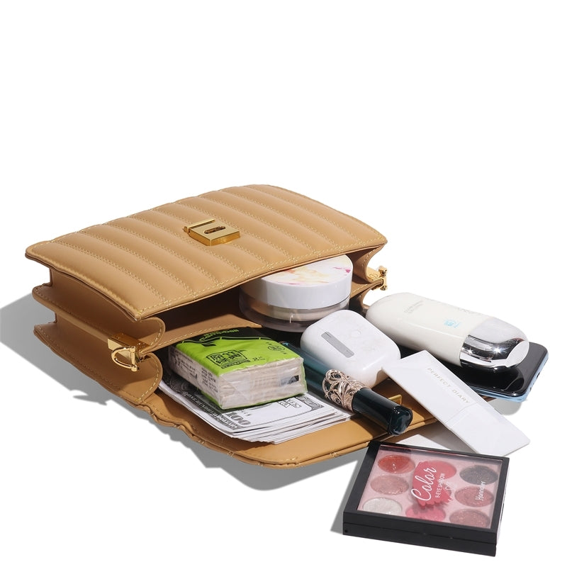 Women's Leather Quilted Flap Square Chain Shoulder Bags