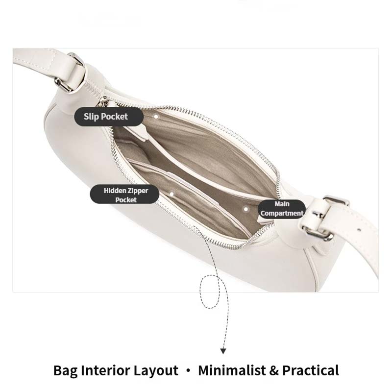 Women's Genuine Leather Half Moon Shoulder Bag | PRUSES