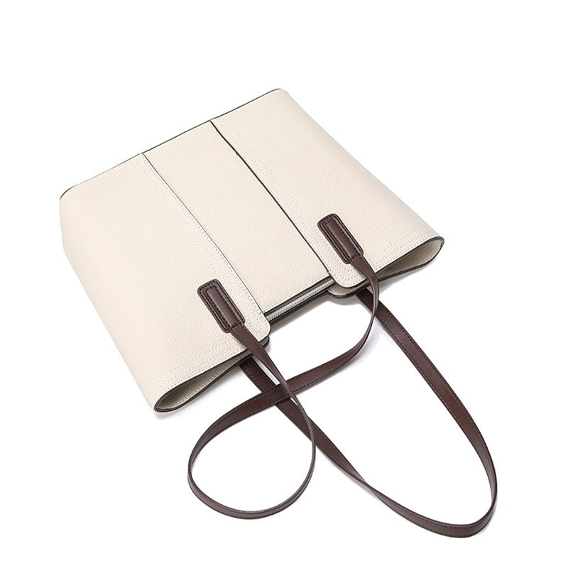 Women's Contrast Handle Leather Work Tote Bag | PRUSES