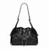 Black Cowhide quilted handbag with chain detail 
