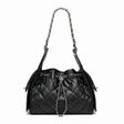 Black Cowhide quilted handbag with chain detail 