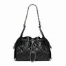 Black Cowhide quilted handbag with chain detail 