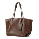 Brown leather tote bag