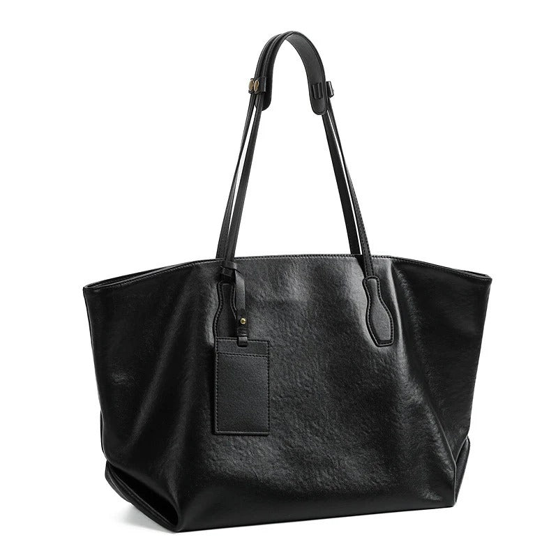 Womens black Full Grain Leather tote bag