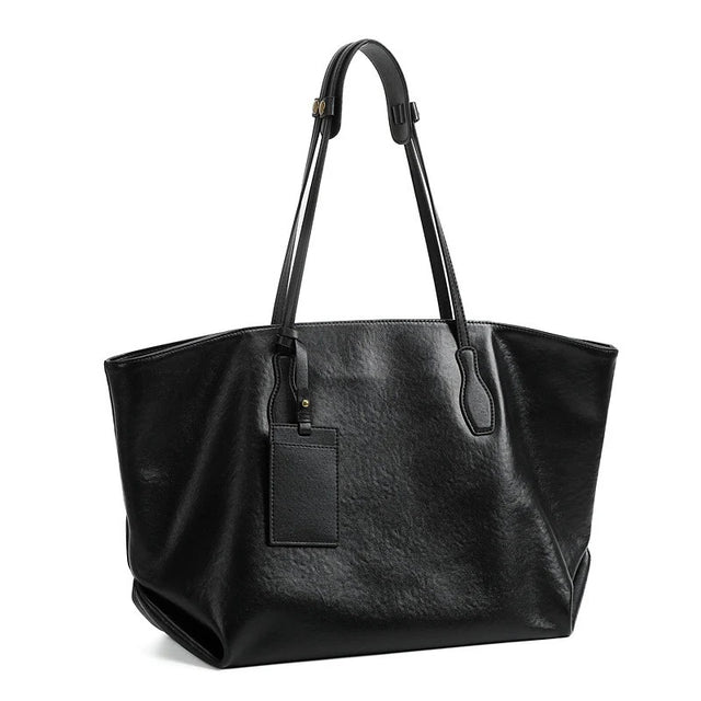 Womens black Full Grain Leather tote bag