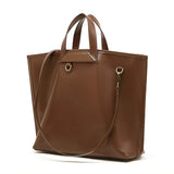 Brown leather tote bag with a shoulder strap 