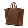 Brown leather tote bag with a shoulder strap 