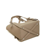 gray Genuine Leather Bucket Tote Bag bottom