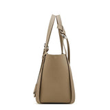 gray Genuine Leather Bucket Tote Bag  side view