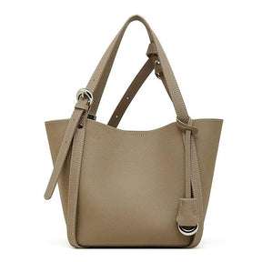 gray Genuine Leather Bucket Tote Bag