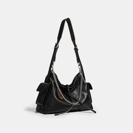 Black handbag with a chain detail 