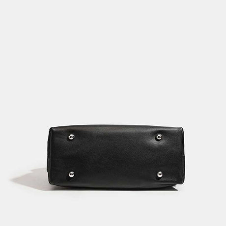 black Genuine Leather Chain Strap Shoulder Bag bottom