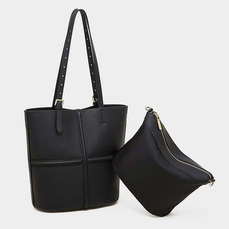 Black tote bag and matching pouch 