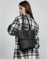 Women's black Genuine Leather  Tote Bag 