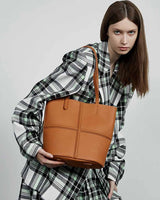 Women's brown Leather Commuter Tote Bag