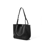 Black Stitching Genuine Leather tote