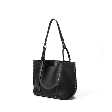 Black Stitching Genuine Leather tote