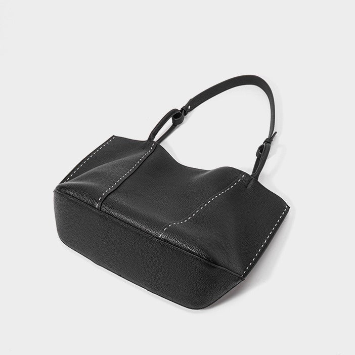 Black handbag with a strap