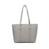 gray Leather Croc-Embossed Structured Tote Bag