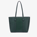 green Genuine Leather Croc-Embossed Structured Tote Bag 