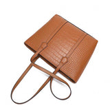 caramel Genuine Leather Croc-Embossed Bag 