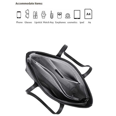 Black Croc-Embossed handbag with open compartment 