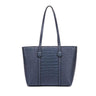 Royal Blue Genuine Leather Croc-Embossed Structured Tote Bag