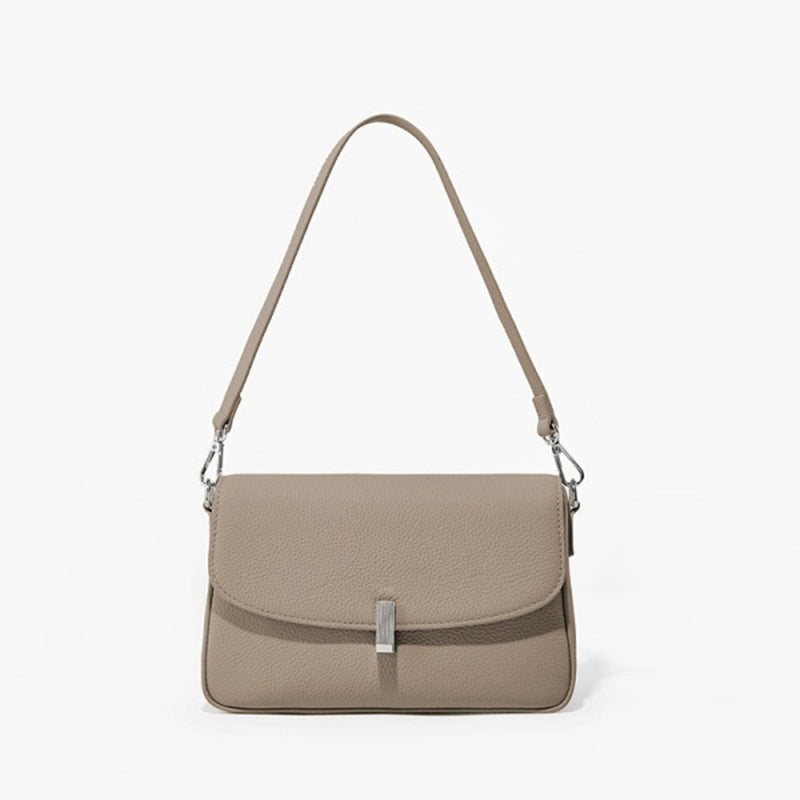 Genuine Leather Square Flap Shoulder Bag