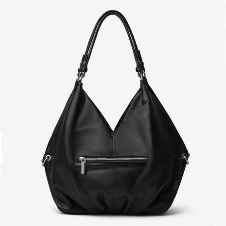 Black Genuine Leather handbag with a zipper