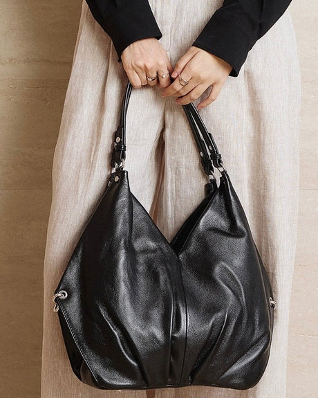 Black Genuine Leather Everyday Large Tote for Work and Daily Commute