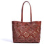 burgundy Genuine Leather Floral Cutout Tote Bag