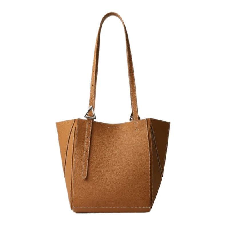 Women's brown Genuine Leather Geometric Tote Bag