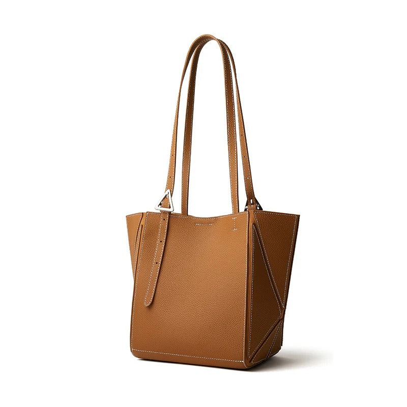 Women's Genuine Cowhide Leather Geometric Tote Bag