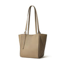 Women's Gray Genuine Leather Geometric Tote Bag