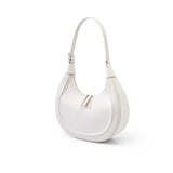 Women's off-white Genuine Leather Half Moon handBag 