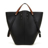 BLACK Genuine Leather Large Capacity Bucket Bag