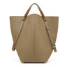 gray  Large Capacity Bucket bag with brown straps 